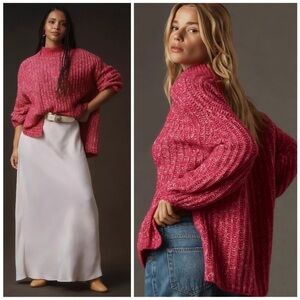 Anthropologie Pilcro Oversized Textured Tunic Sweater in Pink Size small